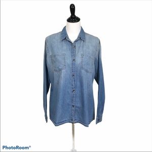 Faded Glory chambray button up long sleeve shirt